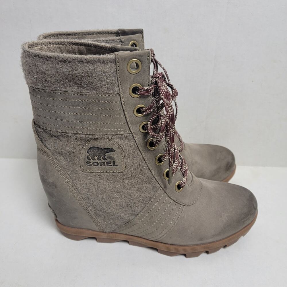 Sorel Lexie Wedge Khaki II Boots SZ 9.5